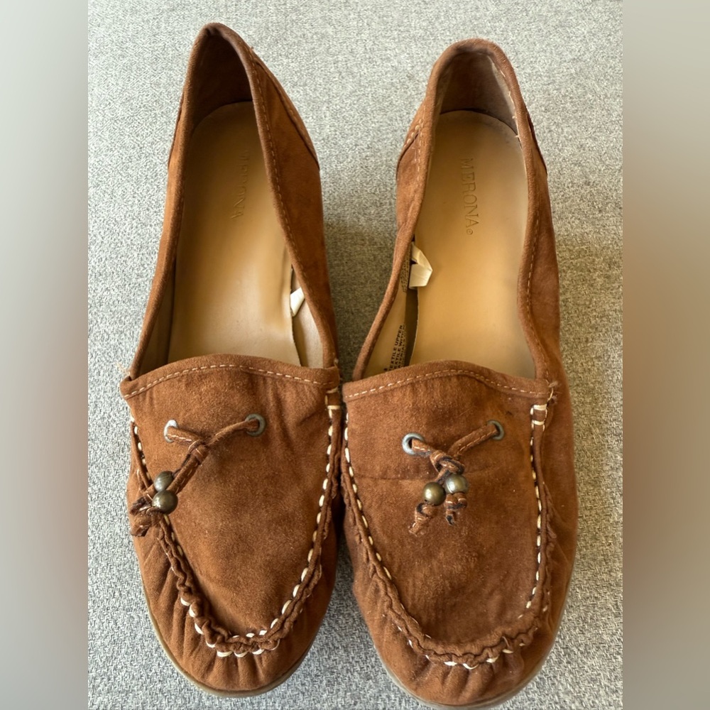 Target wedge Brown Moccasin Shoes with Suede Finish